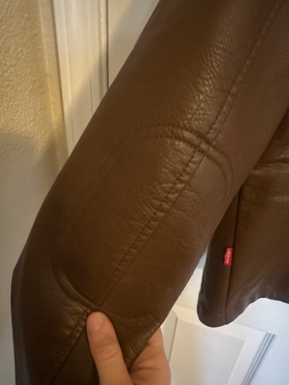 Levi's Women's Brown Faux Leather Moto Jacket with Snap Details - Picture 3 of 5